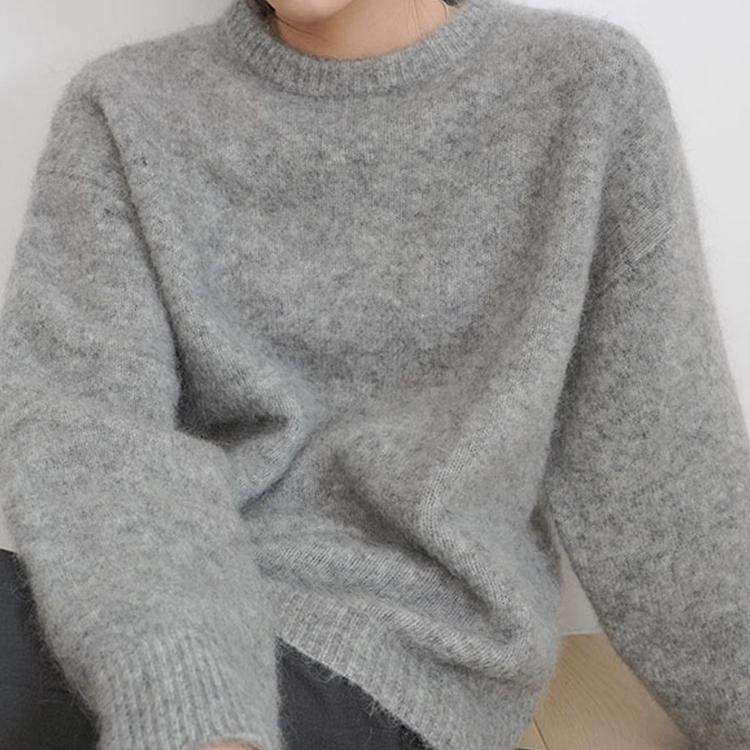 40代レディースファッション ふわもこ上質アンゴラブレンドニット