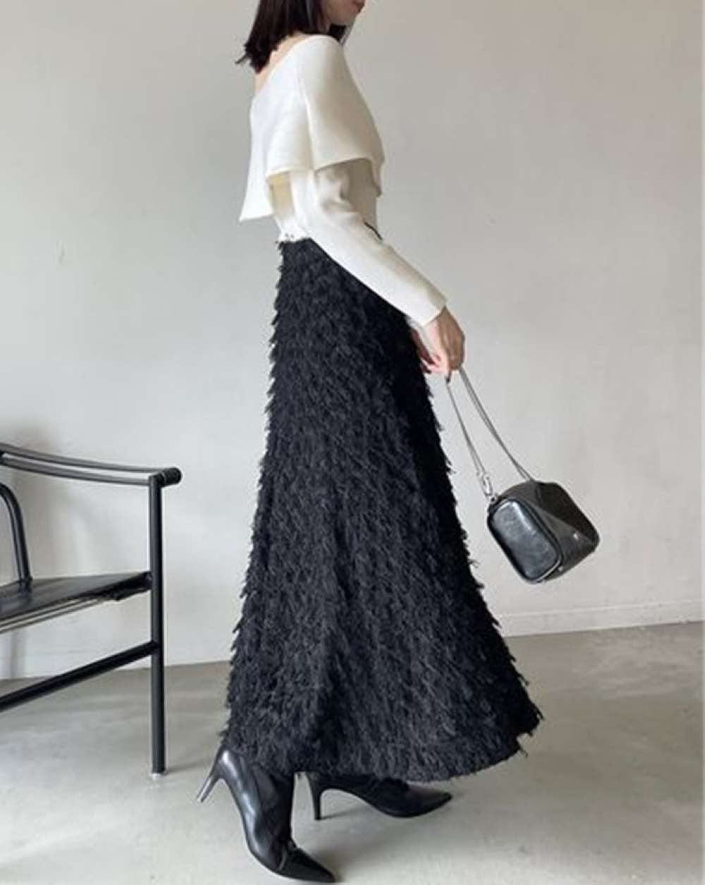 40代ファッション レディース フェザータッチ ロングスカート