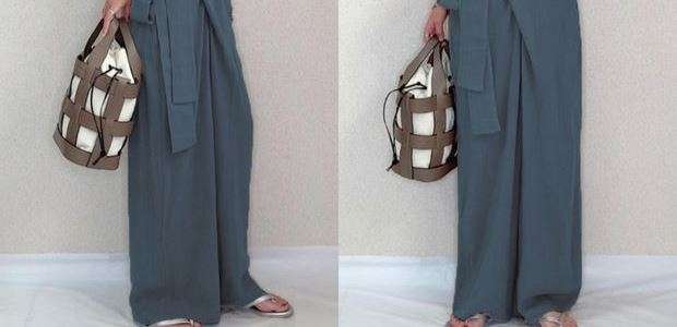 40代ファッション レディース エレガントなワイドパンツセットアップ