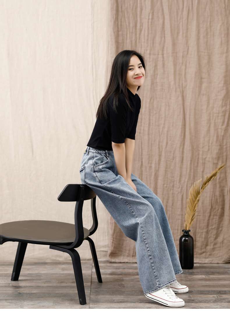 40代ファッション レディース 大人カジュアル ワイドデニムパンツ