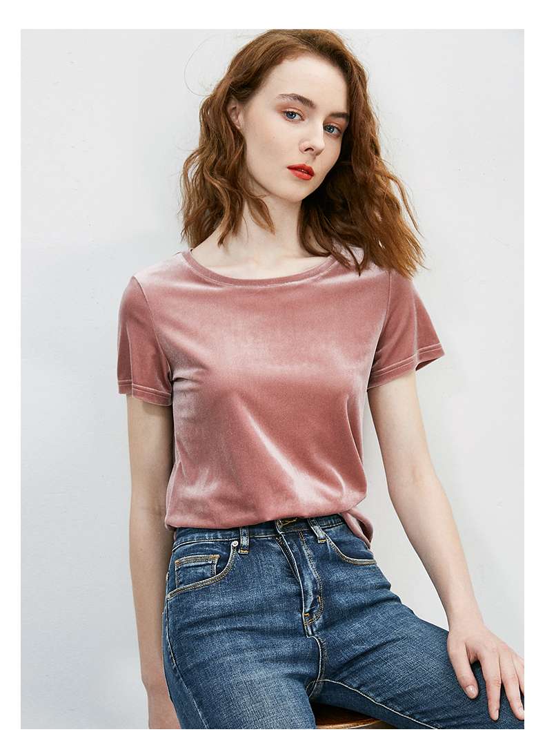 40代ファッション レディース 大人の上質ベロアカットソー