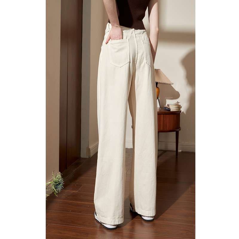 40代ファッション レディース エレガントハイウエストワイドデニム