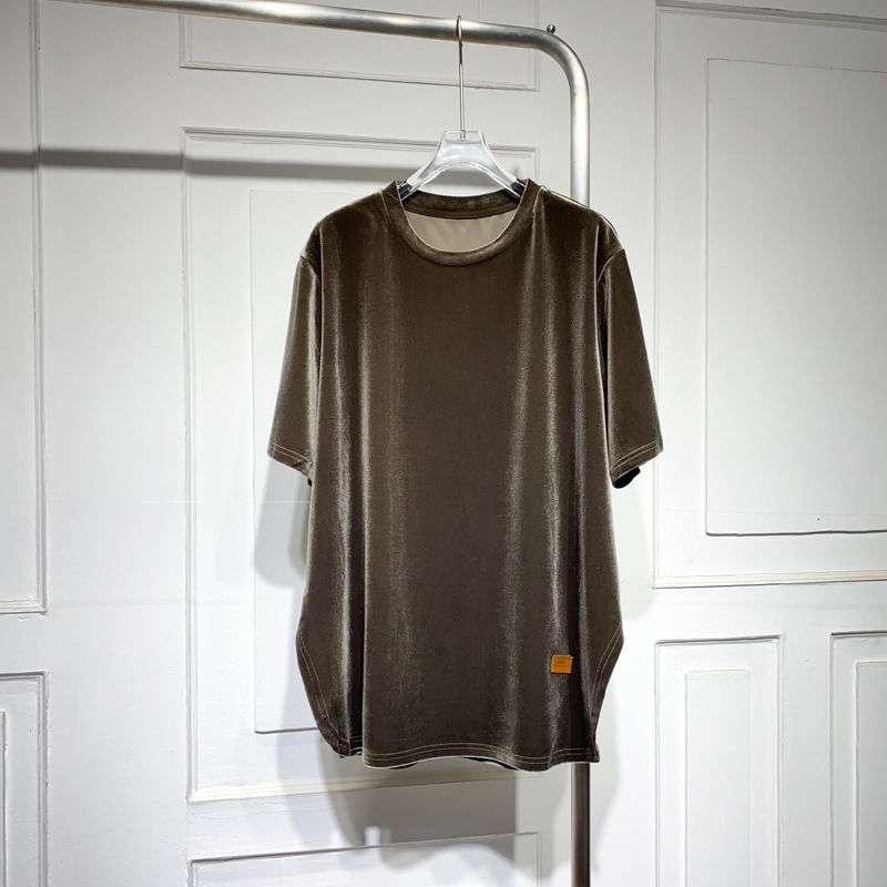 40代ファッション レディース 大人のベロアTシャツ 上質リラックス