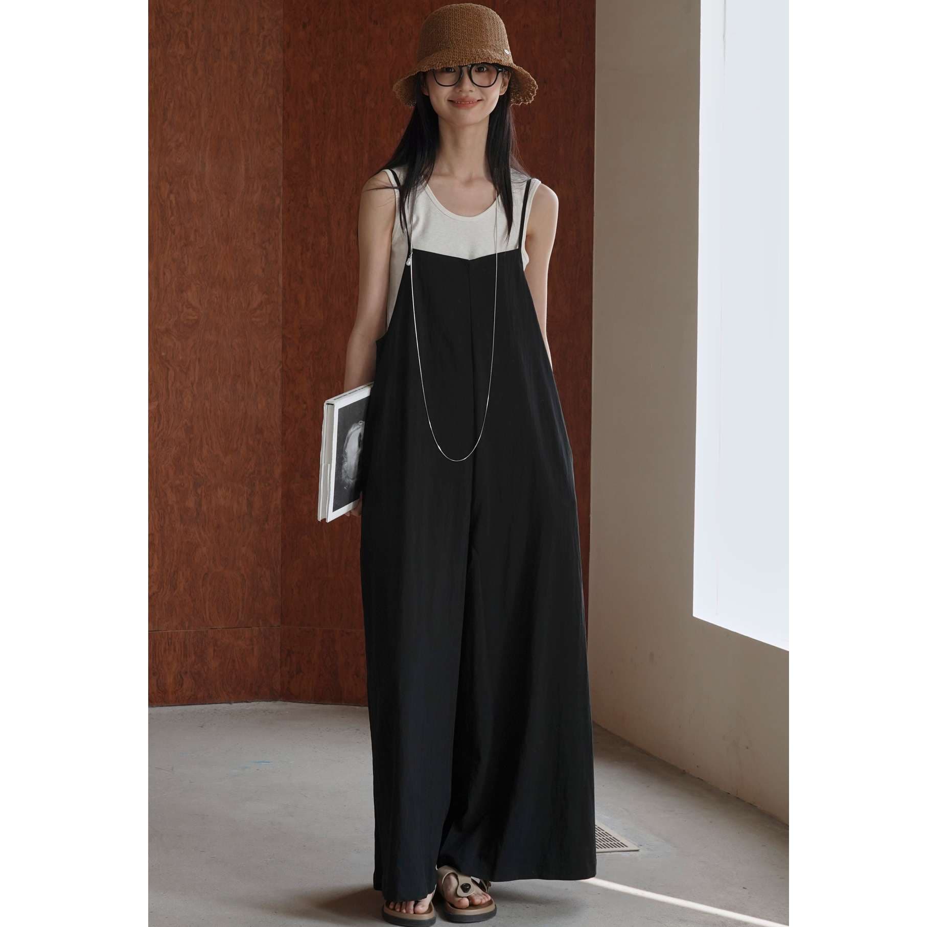 40代ファッション レディース 大人のゆったりサロペット