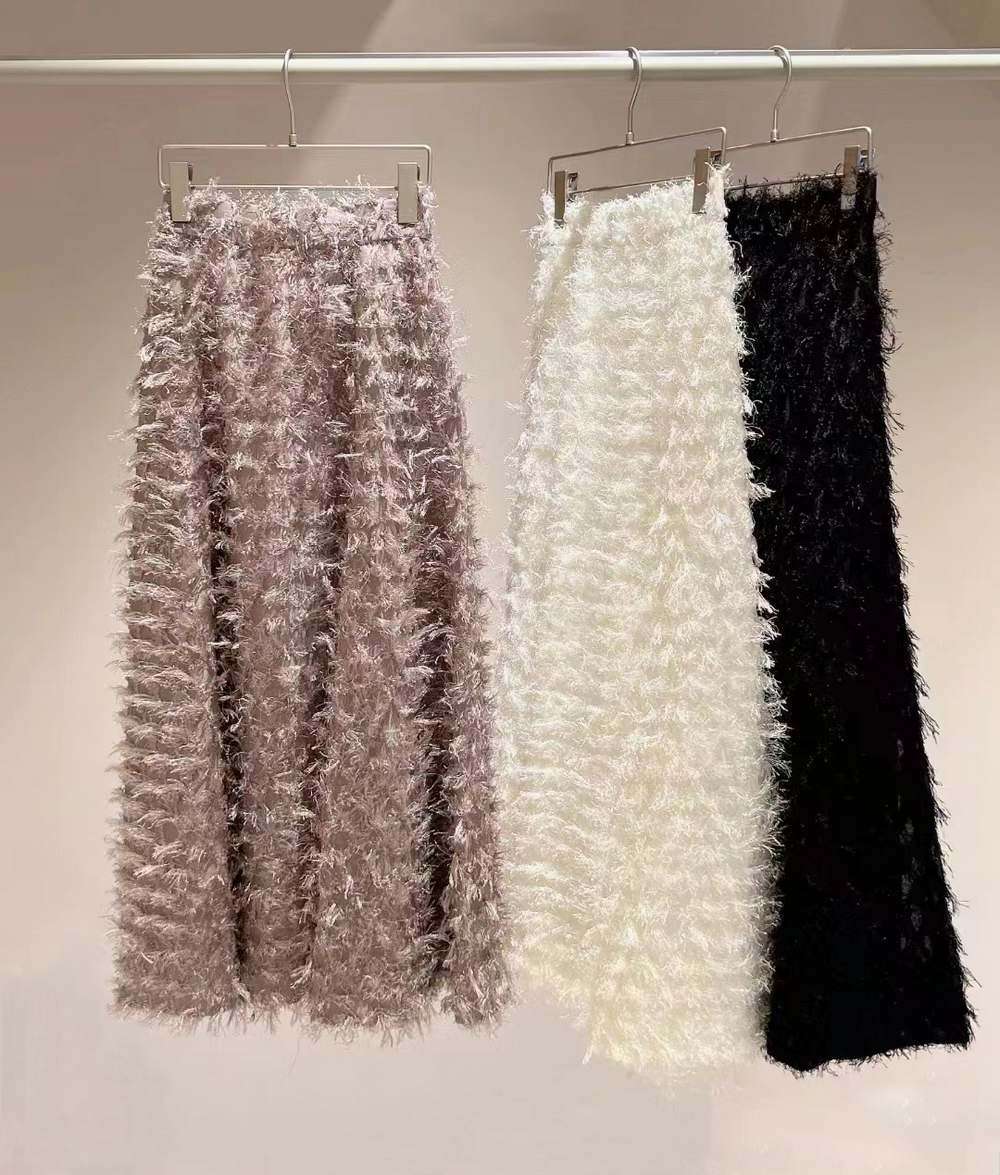 40代ファッション レディース フェザータッチ ロングスカート