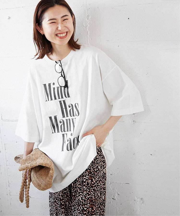 40代ファッション レディース マインド・ハズ・メニーフェイス オーバーサイズTシャツ