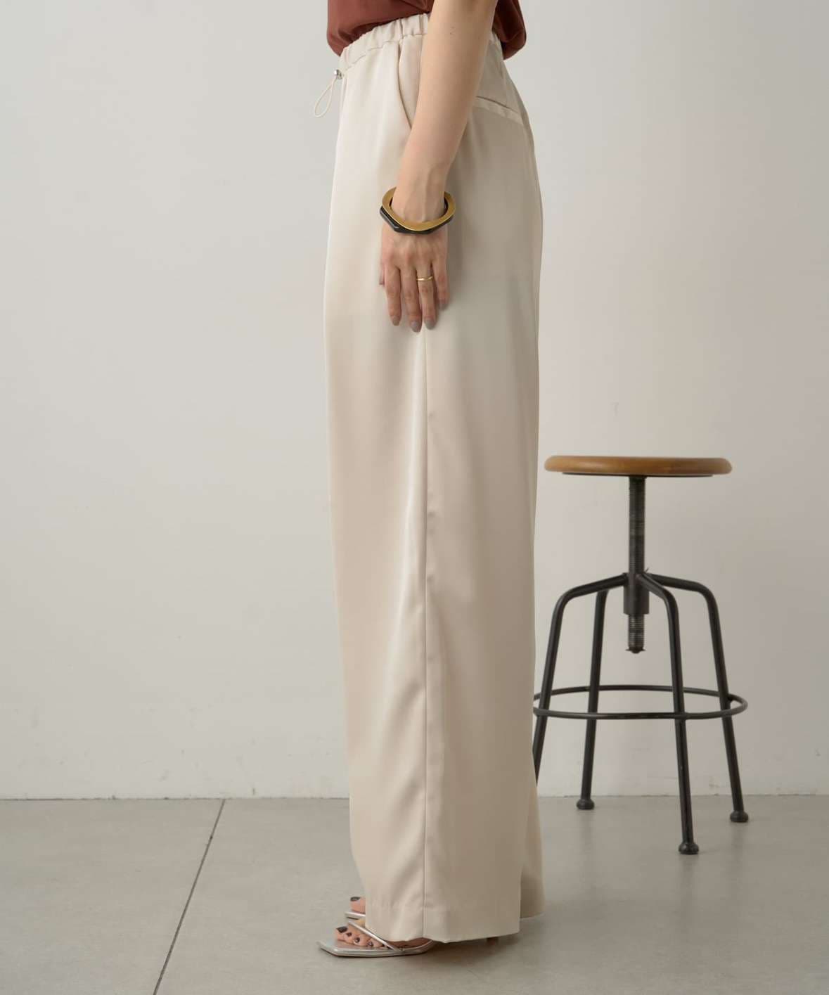 40代ファッション レディース エレガントドレープワイドパンツ