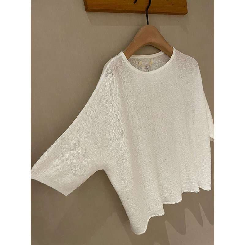 40代ファッション レディース シンプル上品オーバーサイズニットプルオーバー