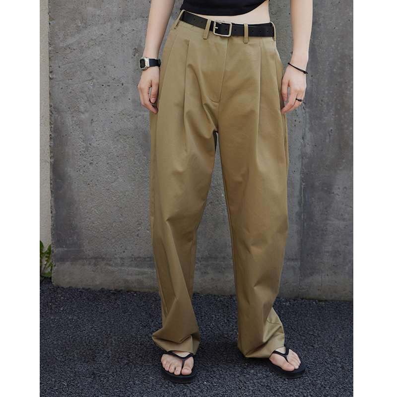 40代ファッション レディース ゆったりハイウエストワイドパンツ