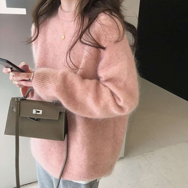 40代ファッション レディース ふんわりモヘアタッチ オーバーサイズニット