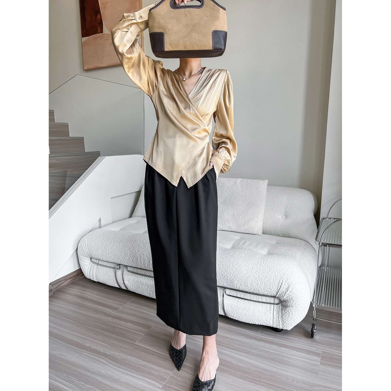 40代ファッション レディース エレガントなハイウエストロングスカート