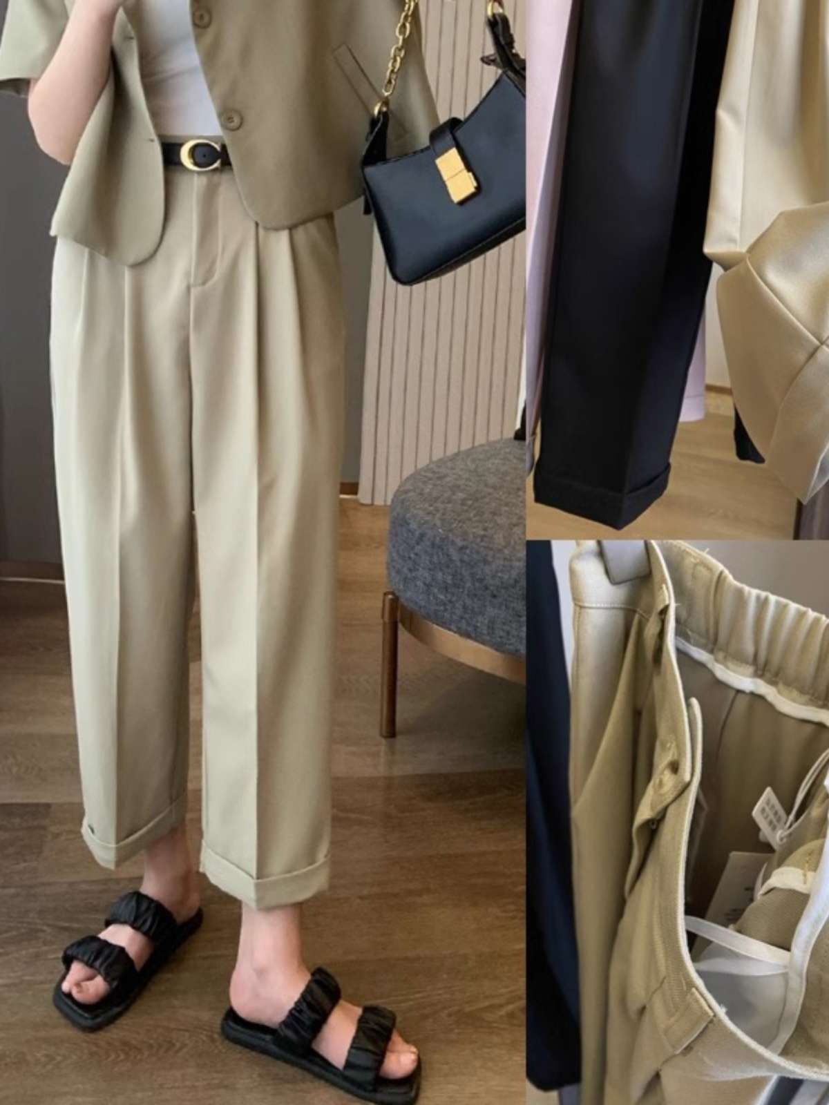 40代ファッション レディース エレガントワイドクロップドパンツ