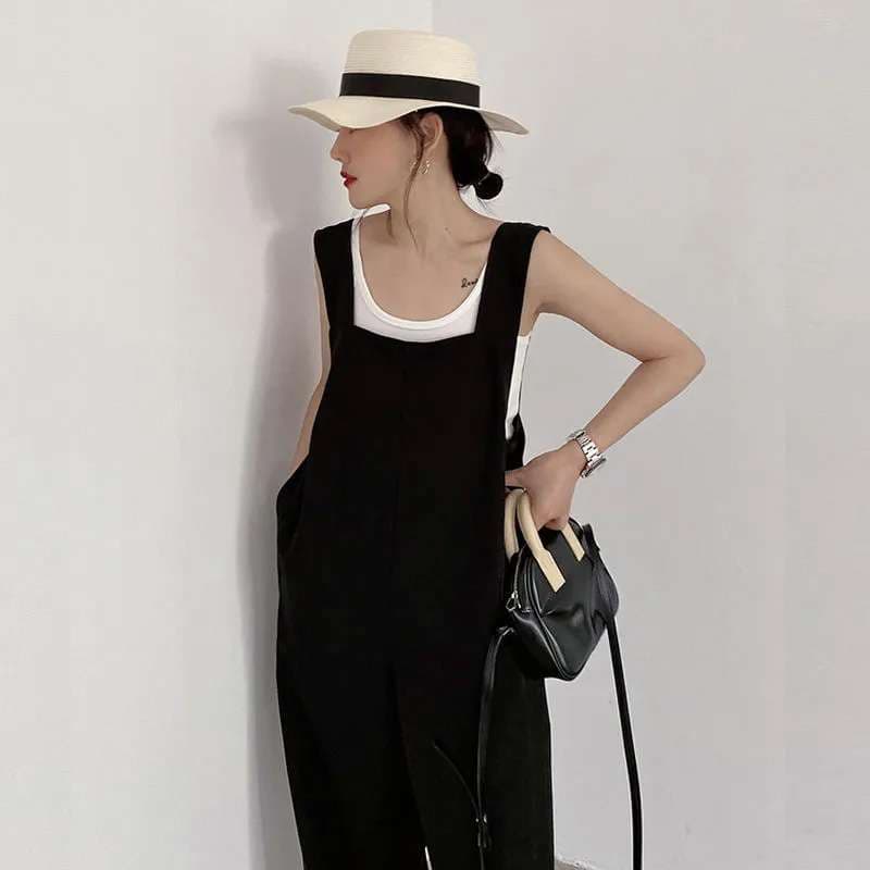 40代ファッション レディース エレガントワイドレッグオーバーオール サロペット