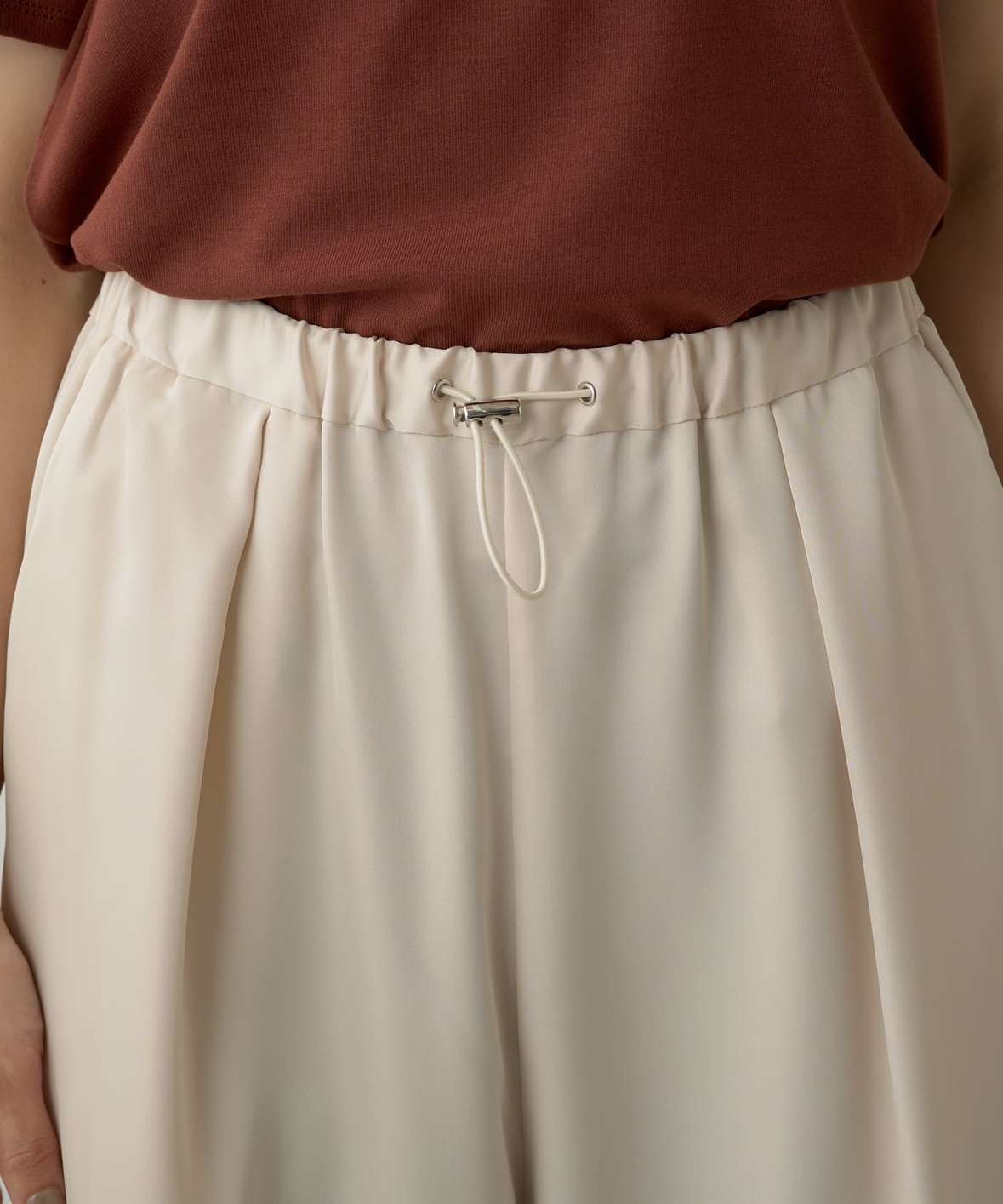 40代ファッション レディース エレガントドレープワイドパンツ