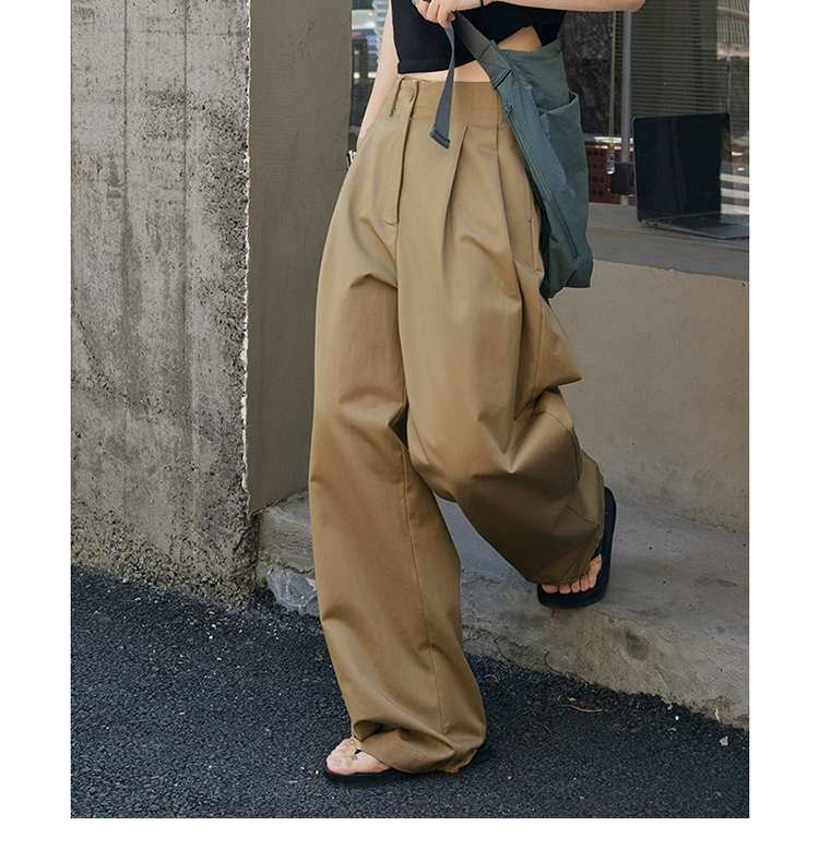 40代ファッション レディース ゆったりハイウエストワイドパンツ