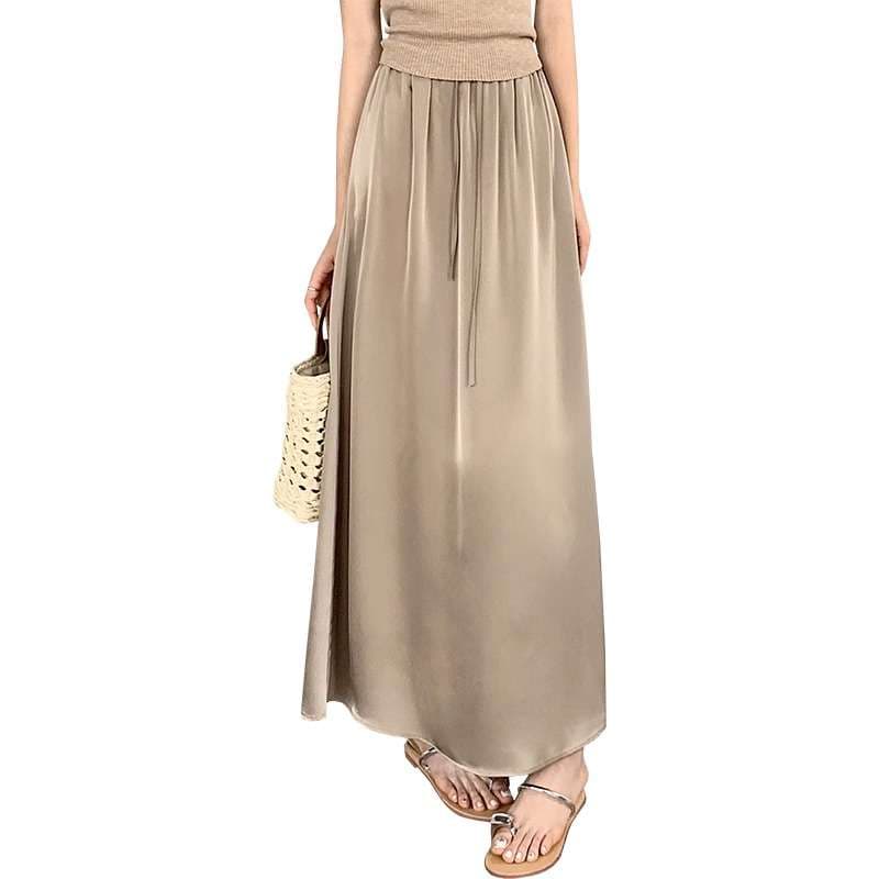 40代ファッション レディース エレガントマキシフレアスカート