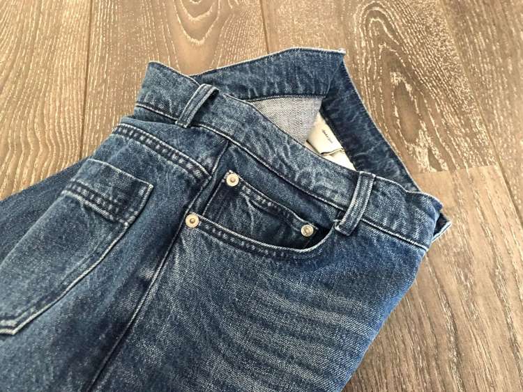 40代ファッション レディース 大人のセンタープレスワイドデニム