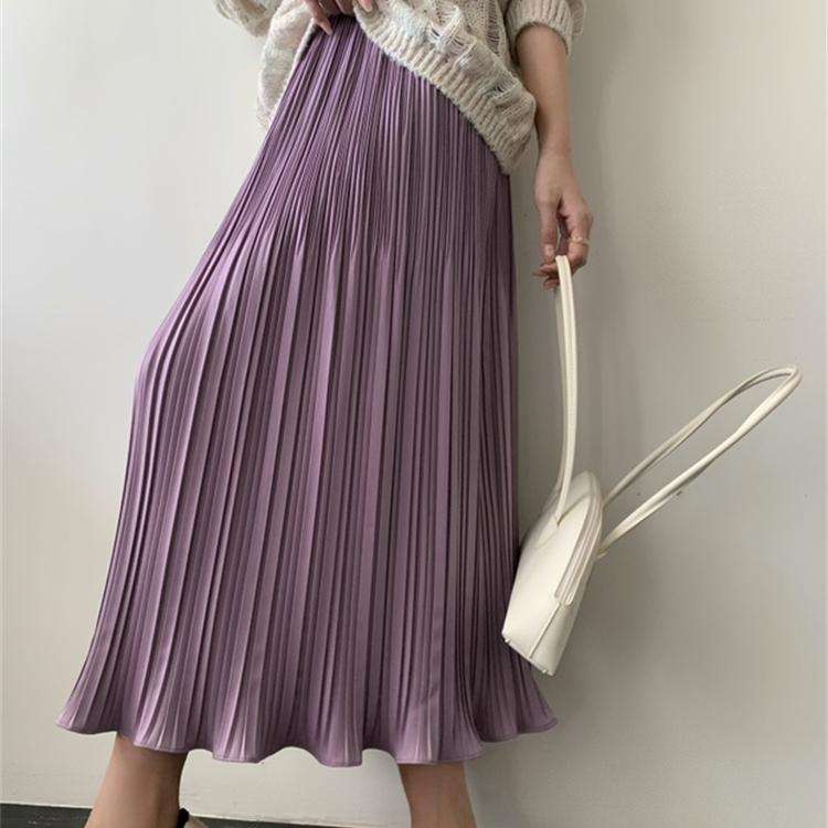 40代ファッション レディース プリーツロングスカート