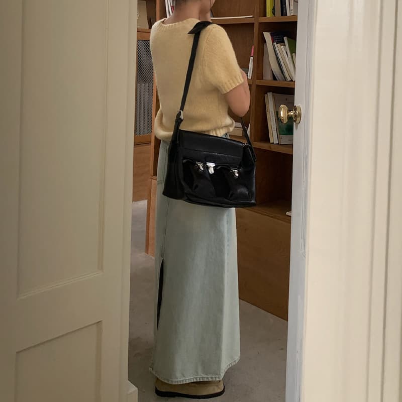 40代レディースファッション ロング丈デニムフレアスカート