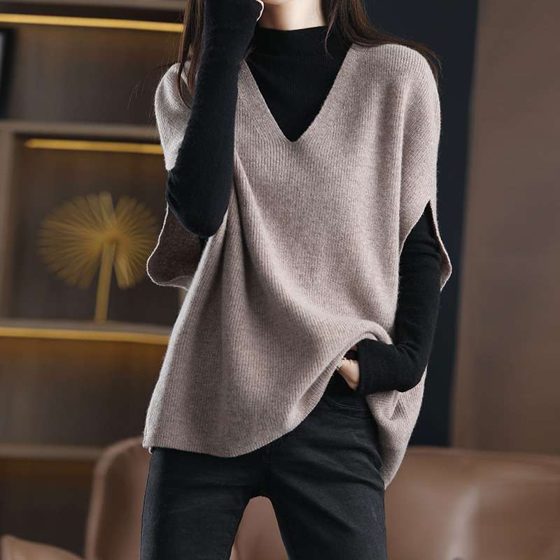 40代レディースファッション ゆったりニットベスト