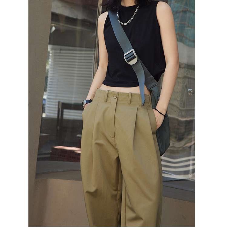 40代ファッション レディース ゆったりハイウエストワイドパンツ