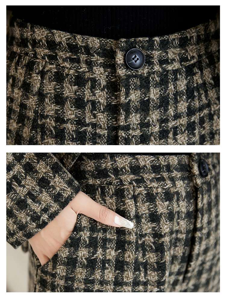 40代ファッション レディース エレガントチェック柄パンツスーツ