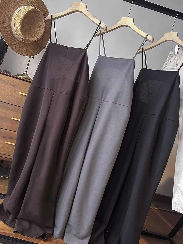 40代ファッション レディース エレガントなストラップ付きロングサロペット