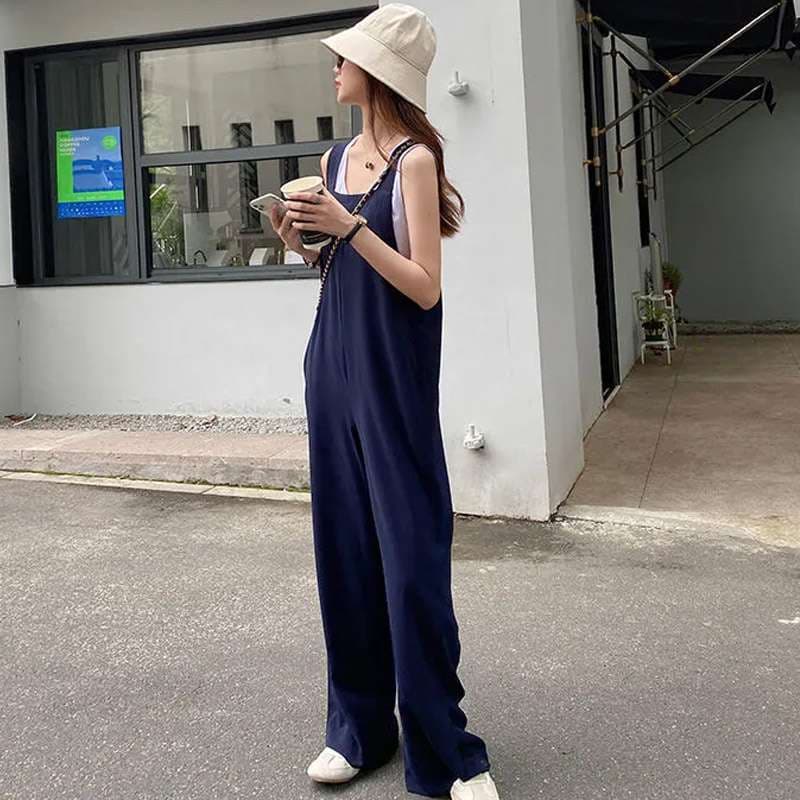 40代ファッション レディース 大人のゆったりサマーサロペット