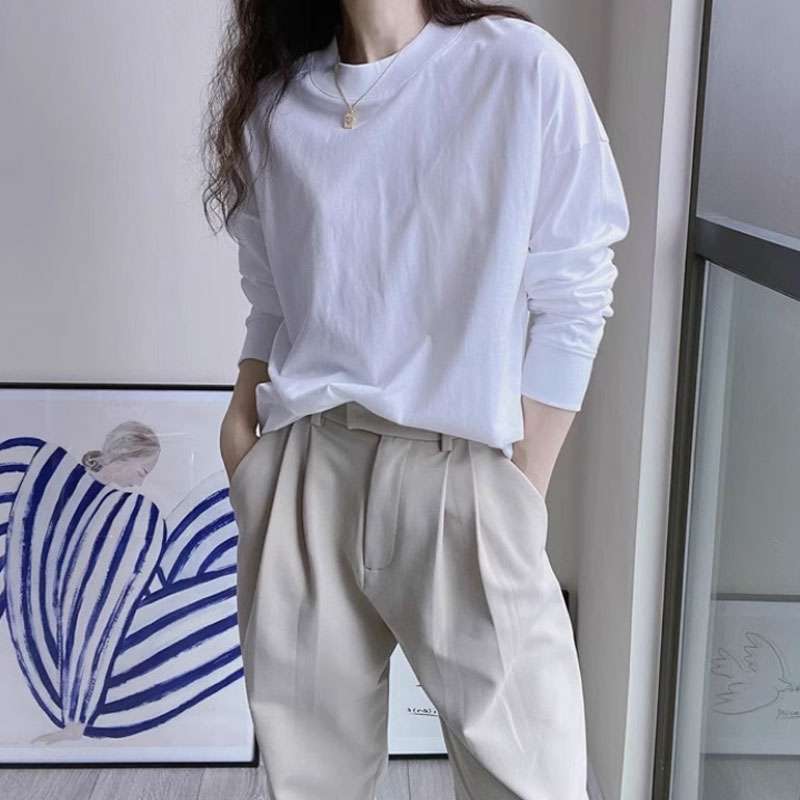 40代ファッション レディース シンプル リラックスフィットロングTシャツ