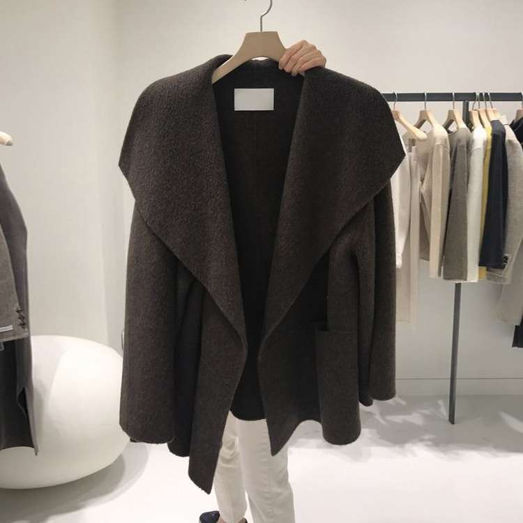 40代ファッション レディース ドレープカラーウールコート