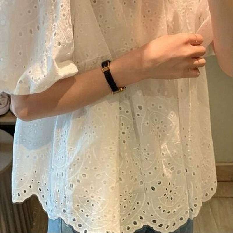40代ファッション レディース 刺繍レースフリルブラウス