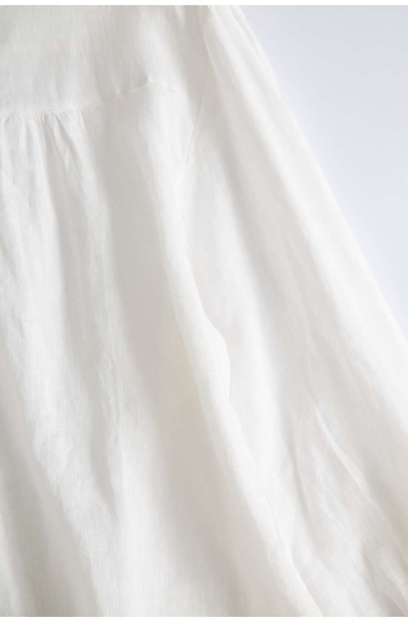 40代ファッション レディース ナチュラルリネン ふんわりギャザーブラウス