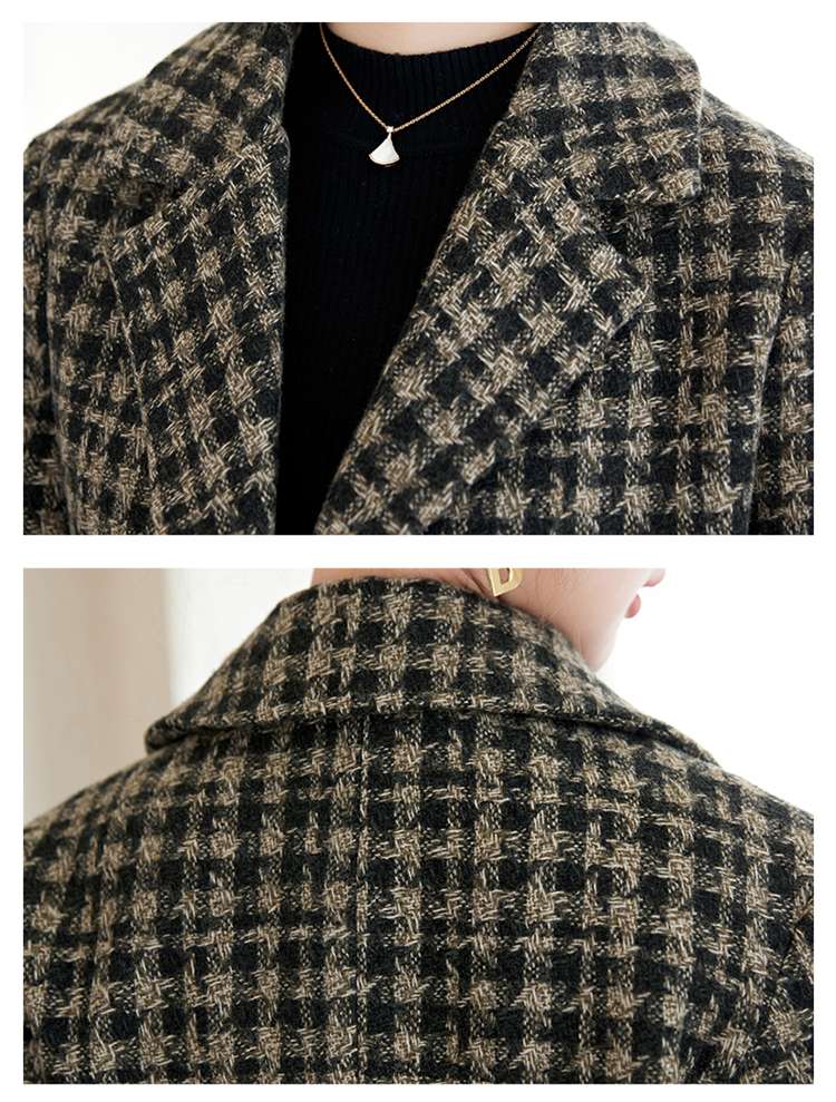 40代ファッション レディース エレガントチェック柄パンツスーツ