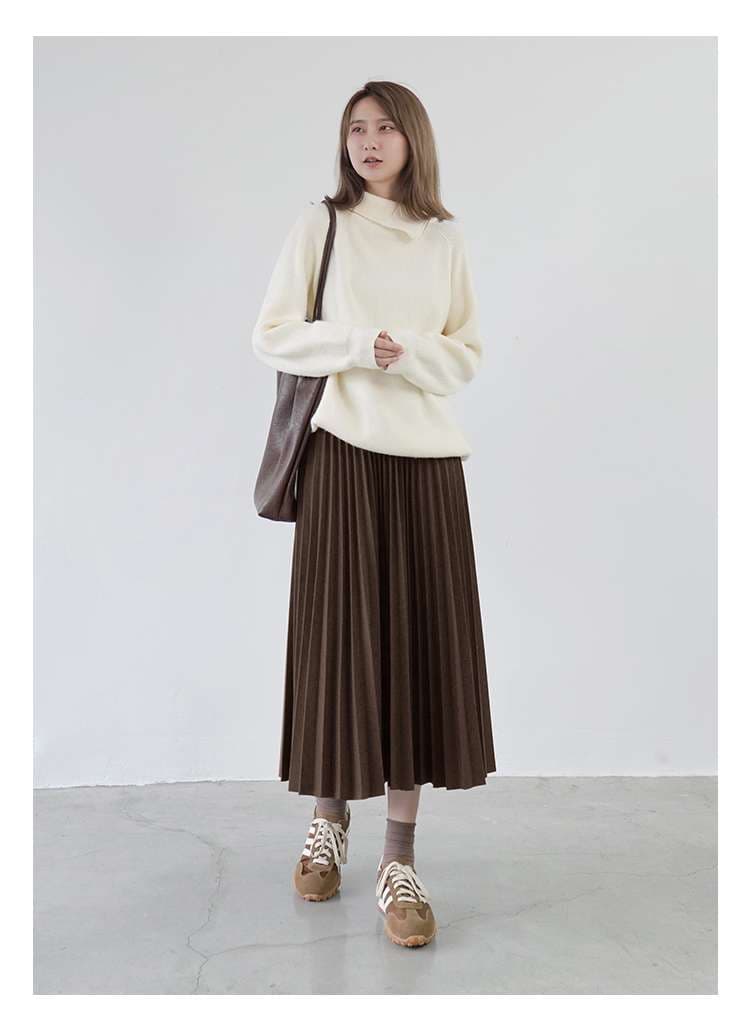 40代ファッション レディース プリーツロングスカート ミモレ丈