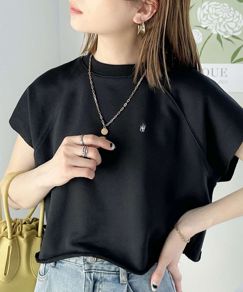 40代ファッション レディース シンプルゆったりロゴ入り半袖Tシャツ