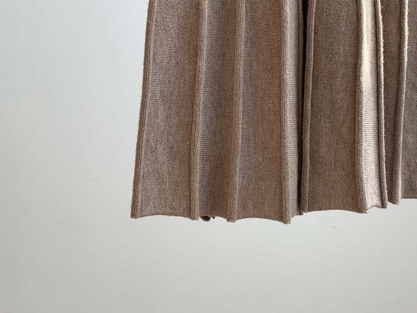 40代ファッション レディース プリーツスカート付き長袖ニットワンピース