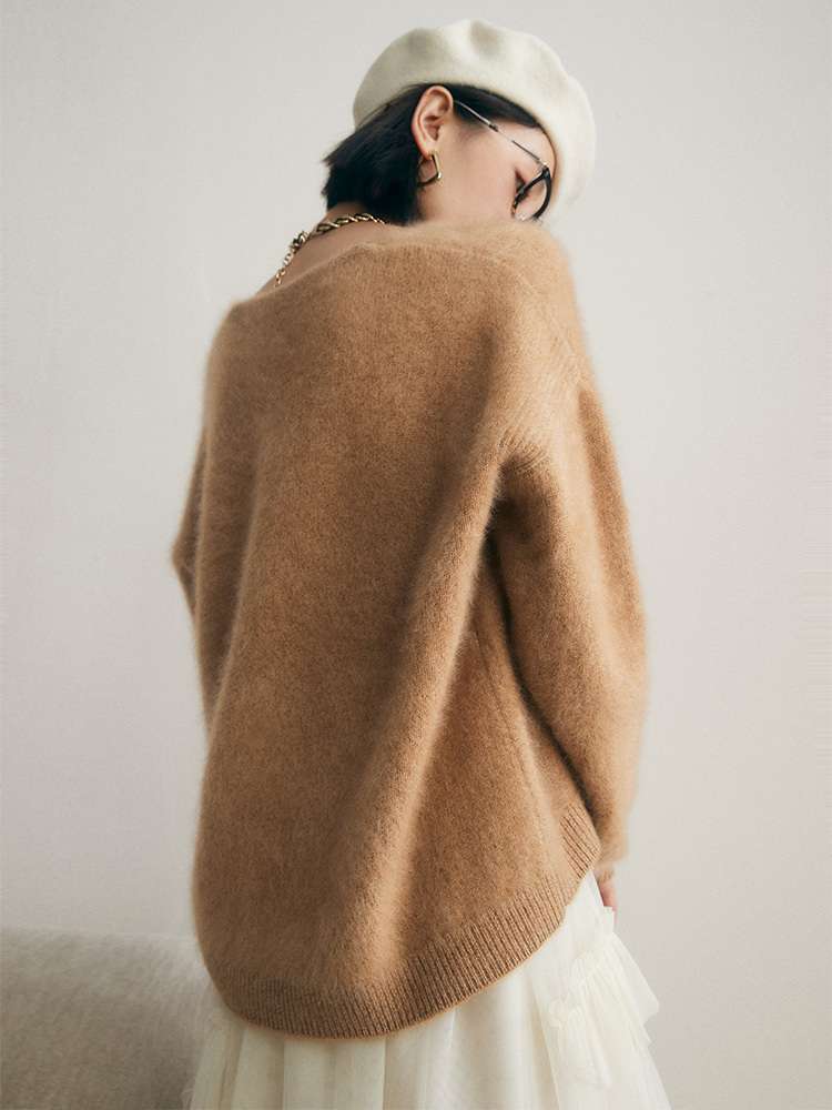 40代ファッション レディース ソフトカシミヤ大人Vネックプルオーバー