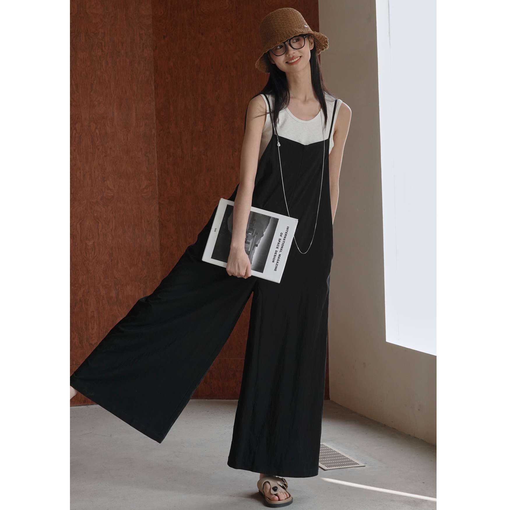 40代ファッション レディース 大人のゆったりサロペット