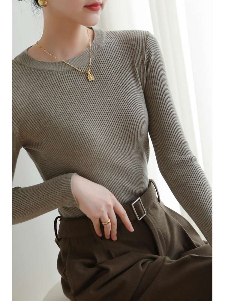 40代ファッション レディース 上品シンプルリブニットプルオーバー