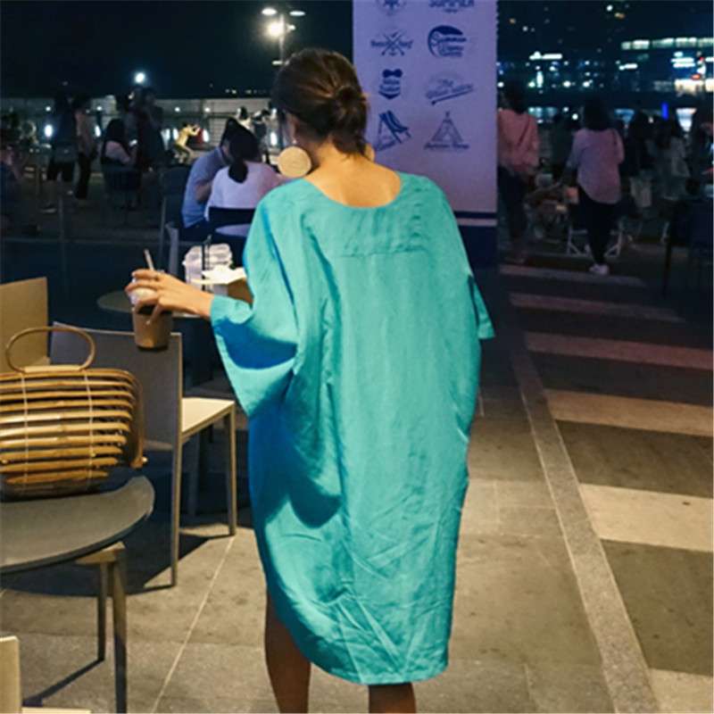 40代ファッション エレガントVネックオーバーサイズチュニック