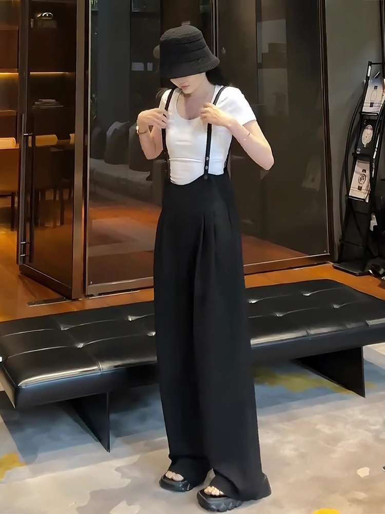 40代ファッション レディース 大人のゆったりサロペットパンツ