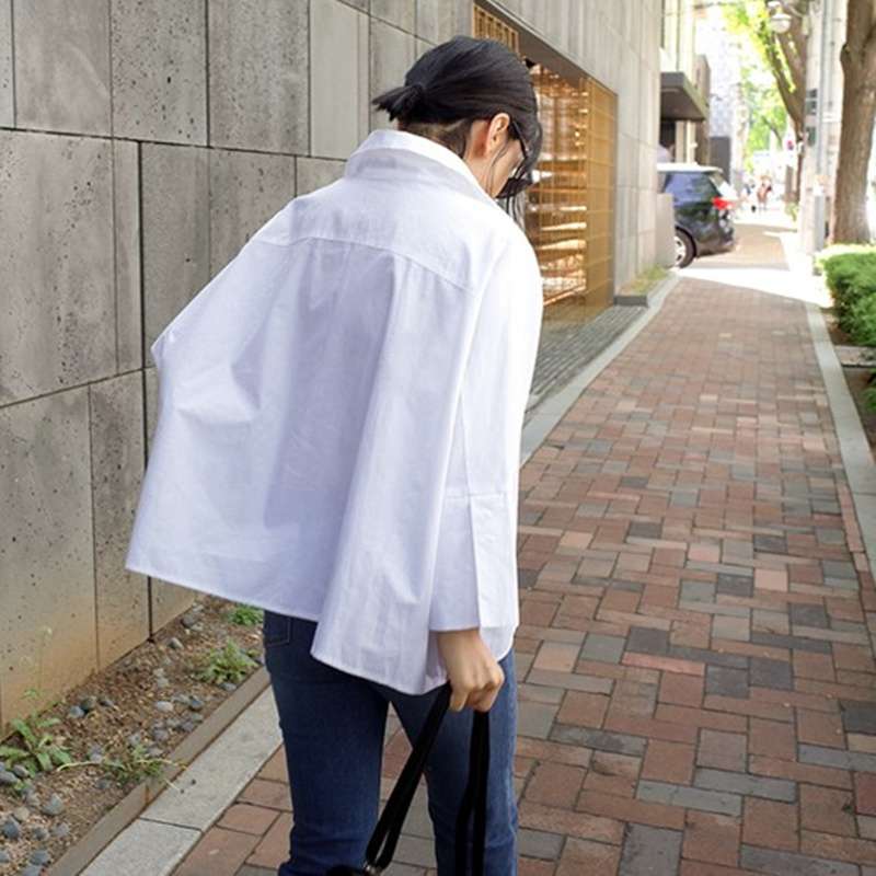 40代ファッション オーバーサイズコットンシャツ