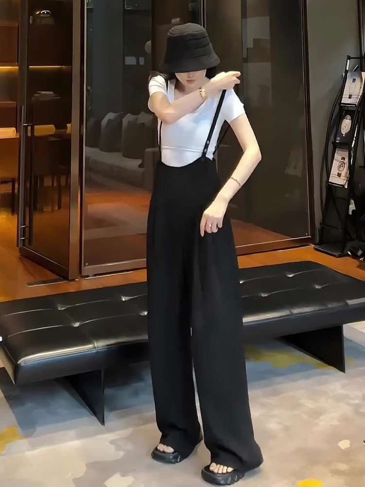 40代ファッション レディース 大人のゆったりサロペットパンツ