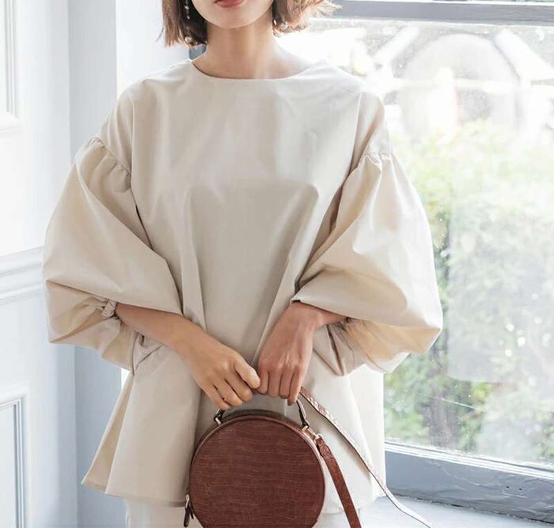 40代ファッション レディース エレガントパフスリーブセットアップ