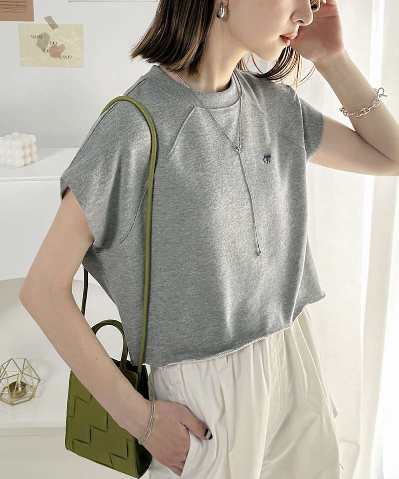 40代ファッション レディース シンプルゆったりロゴ入り半袖Tシャツ