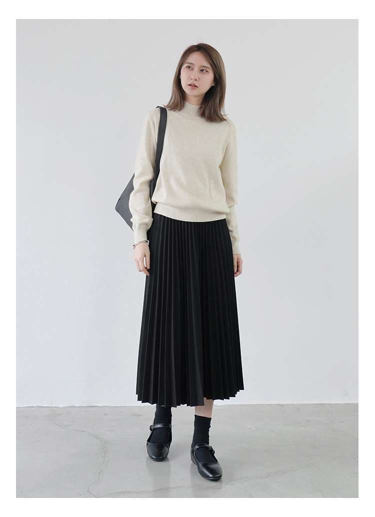 40代ファッション レディース プリーツロングスカート ミモレ丈