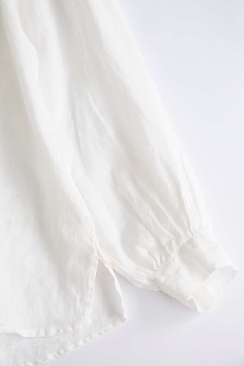 40代ファッション レディース ナチュラルリネン ふんわりギャザーブラウス