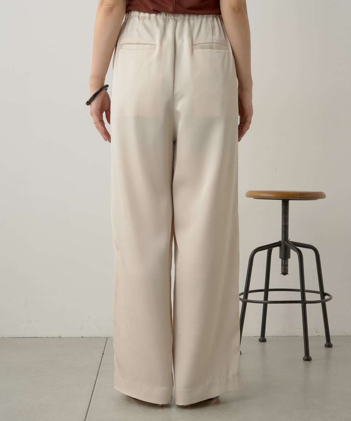 40代ファッション レディース エレガントドレープワイドパンツ