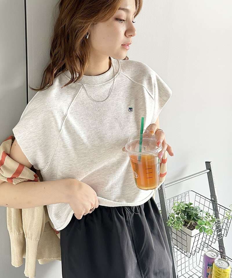 40代ファッション レディース シンプルゆったりロゴ入り半袖Tシャツ