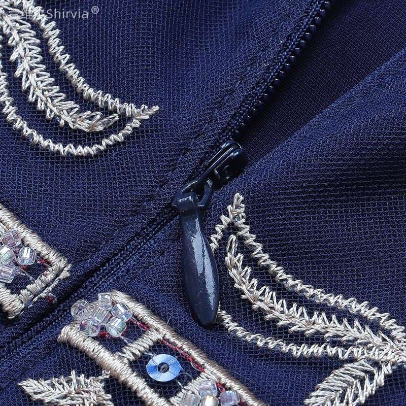 40代ファッション レディース 優雅な刺繍レースミディドレス